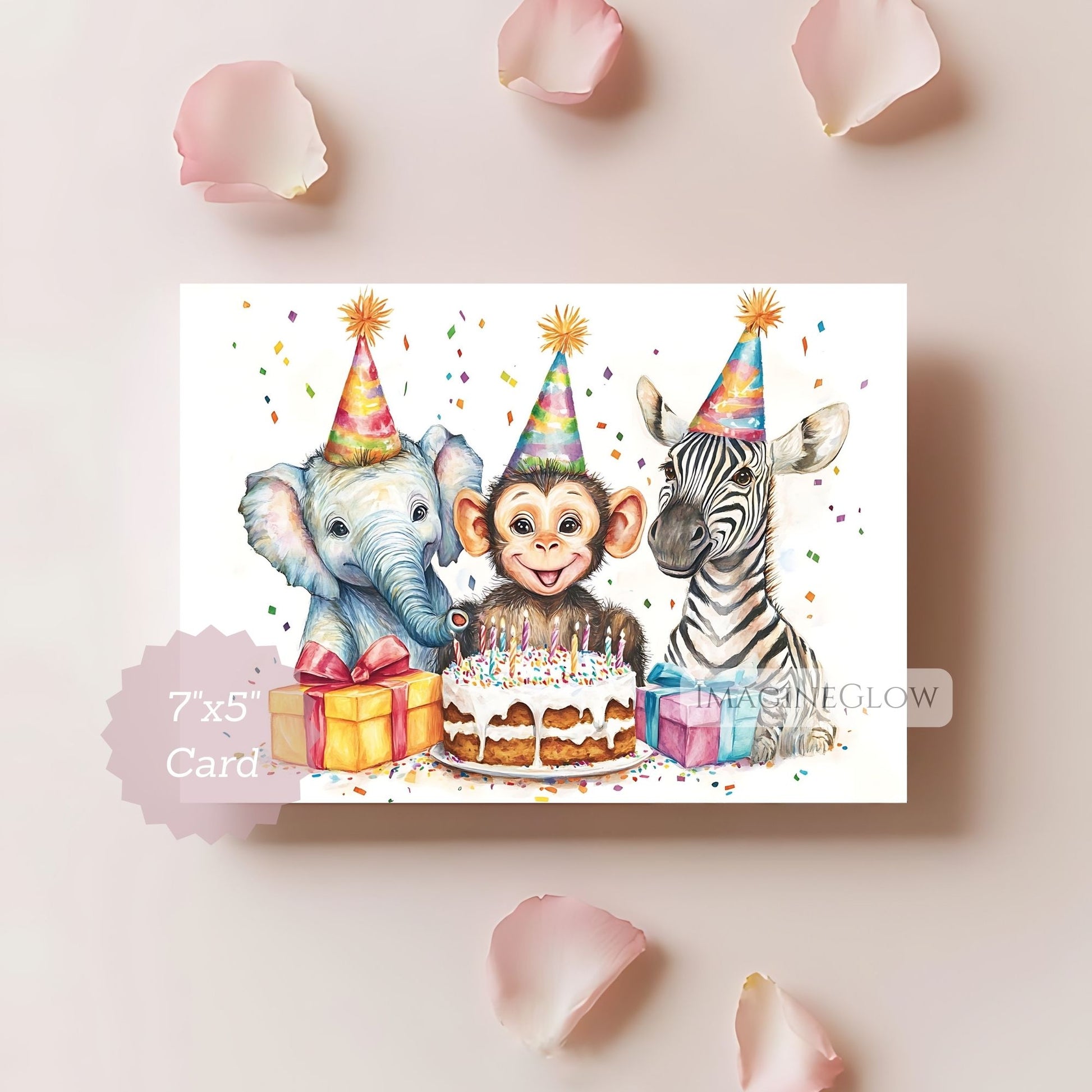 Colorful jungle animal birthday card digital download
Safari birthday card with fun monkey zebra elephant design
Wildlife themed birthday card with jungle animals
