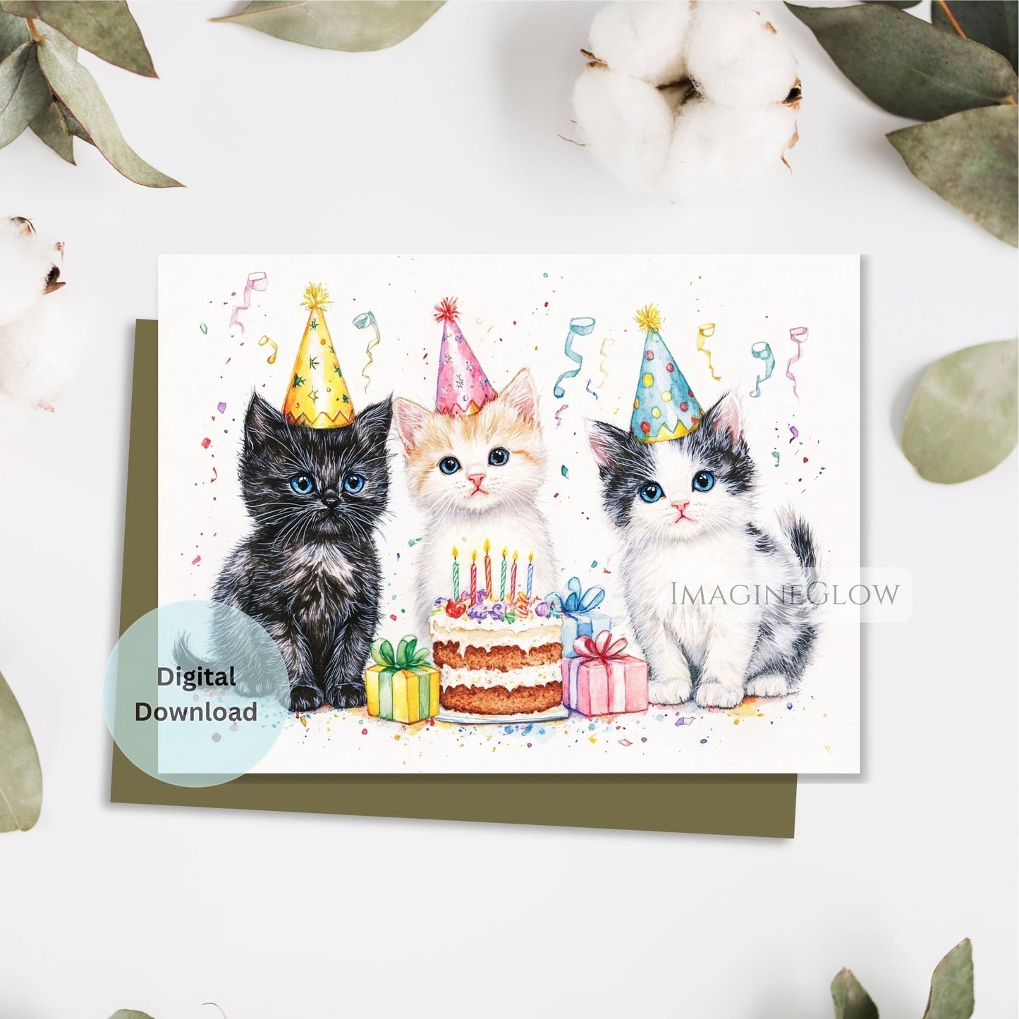 Birthday greeting card for cat enthusiasts
Printable cat birthday card with charming kitten

