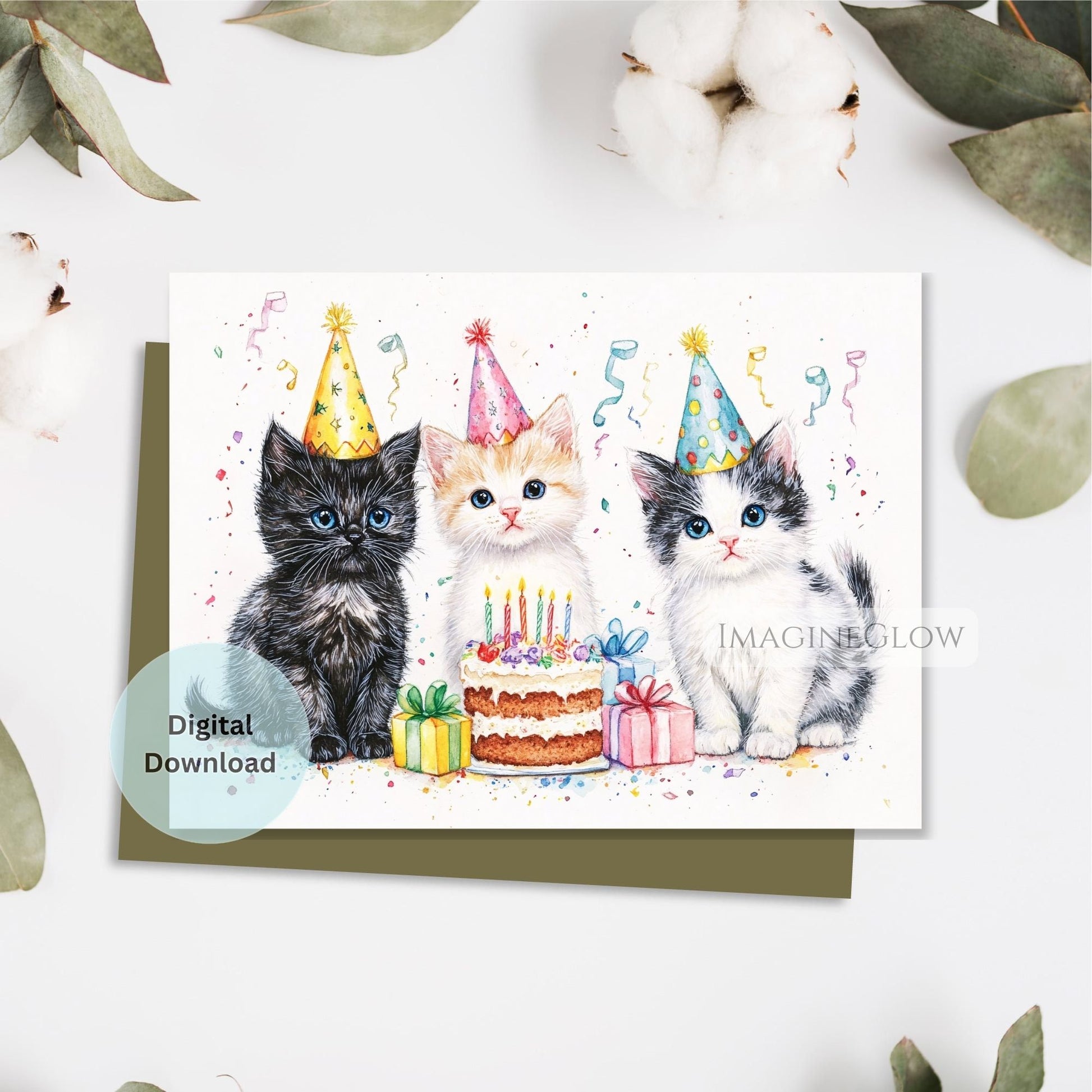 Birthday greeting card for cat enthusiasts
Printable cat birthday card with charming kitten
