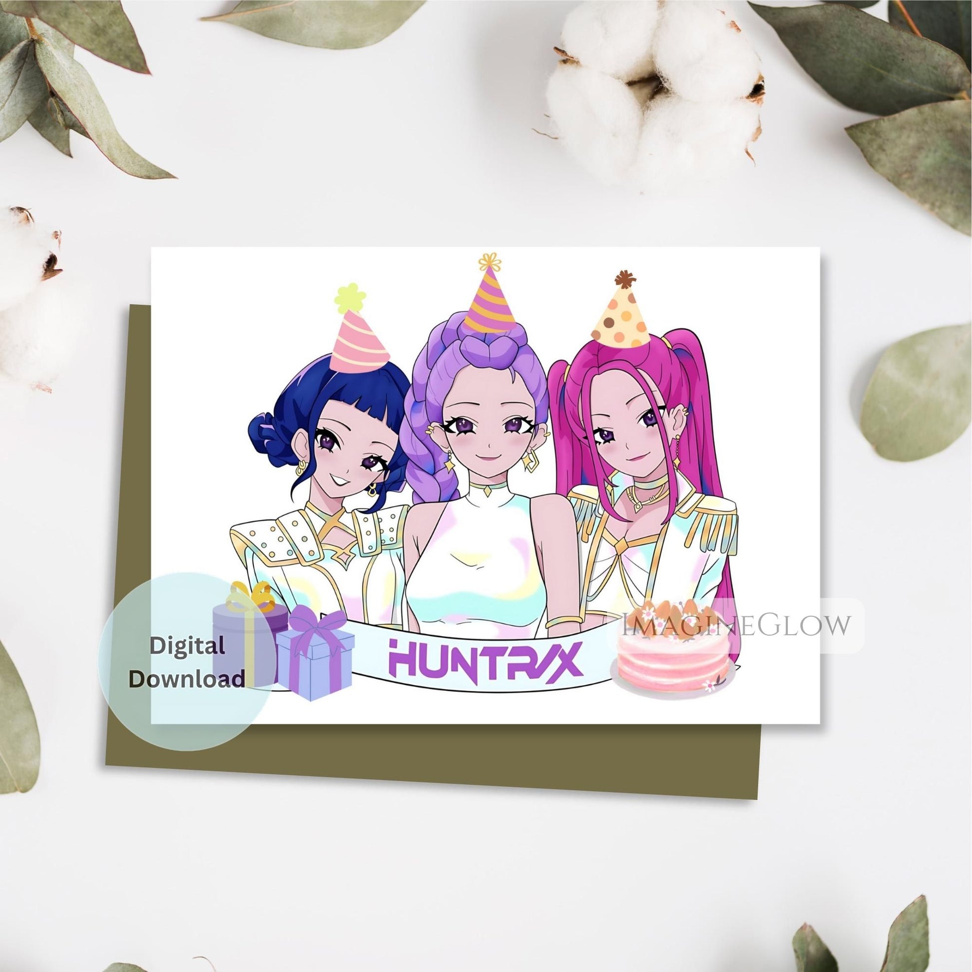 birthday card kpop demon hunters design
printable kpop anime party card