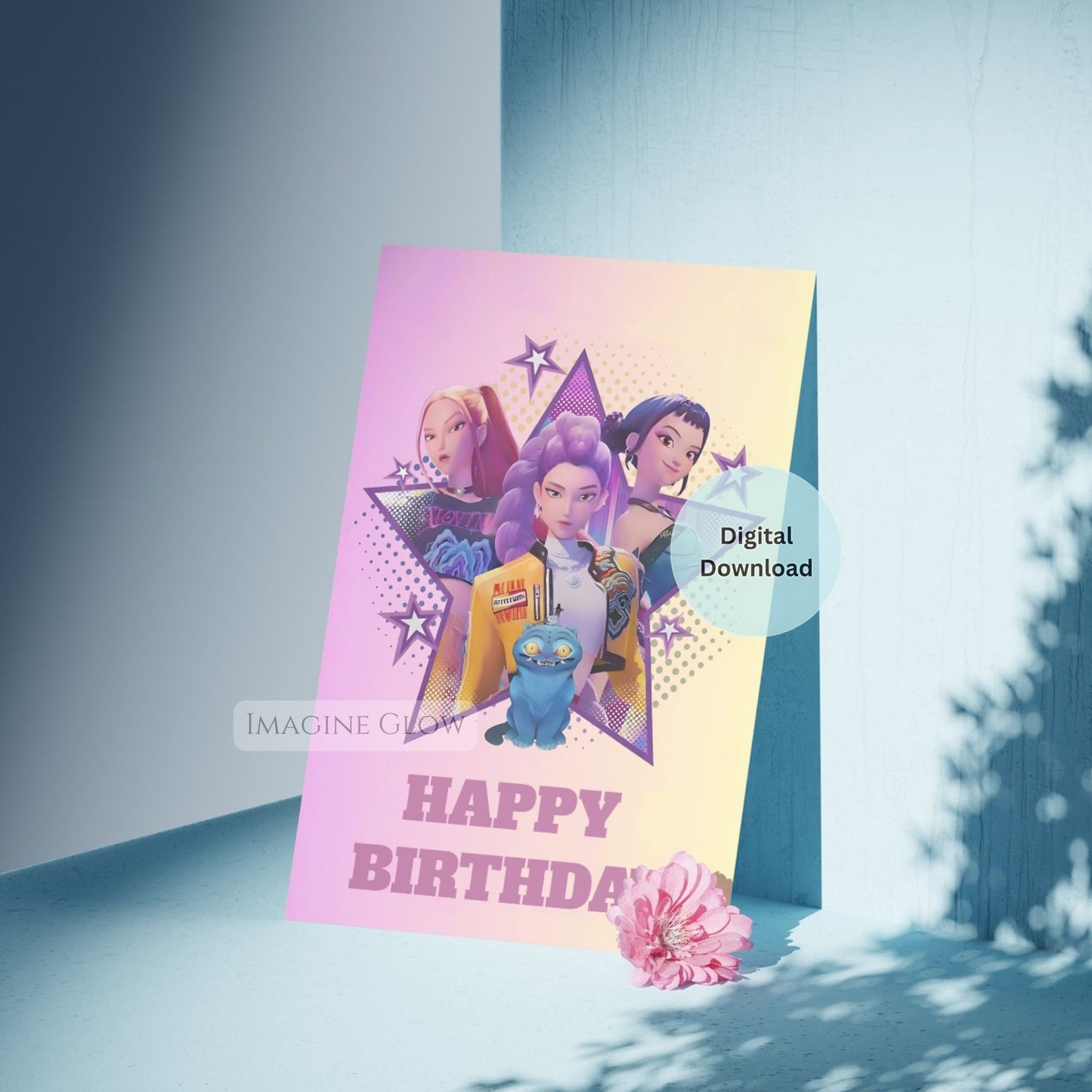 kpop demon hunters fan birthday card