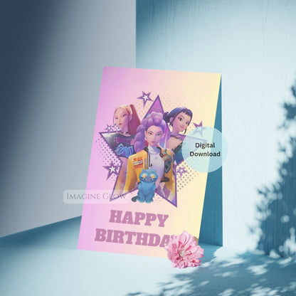 kpop demon hunters fan birthday card