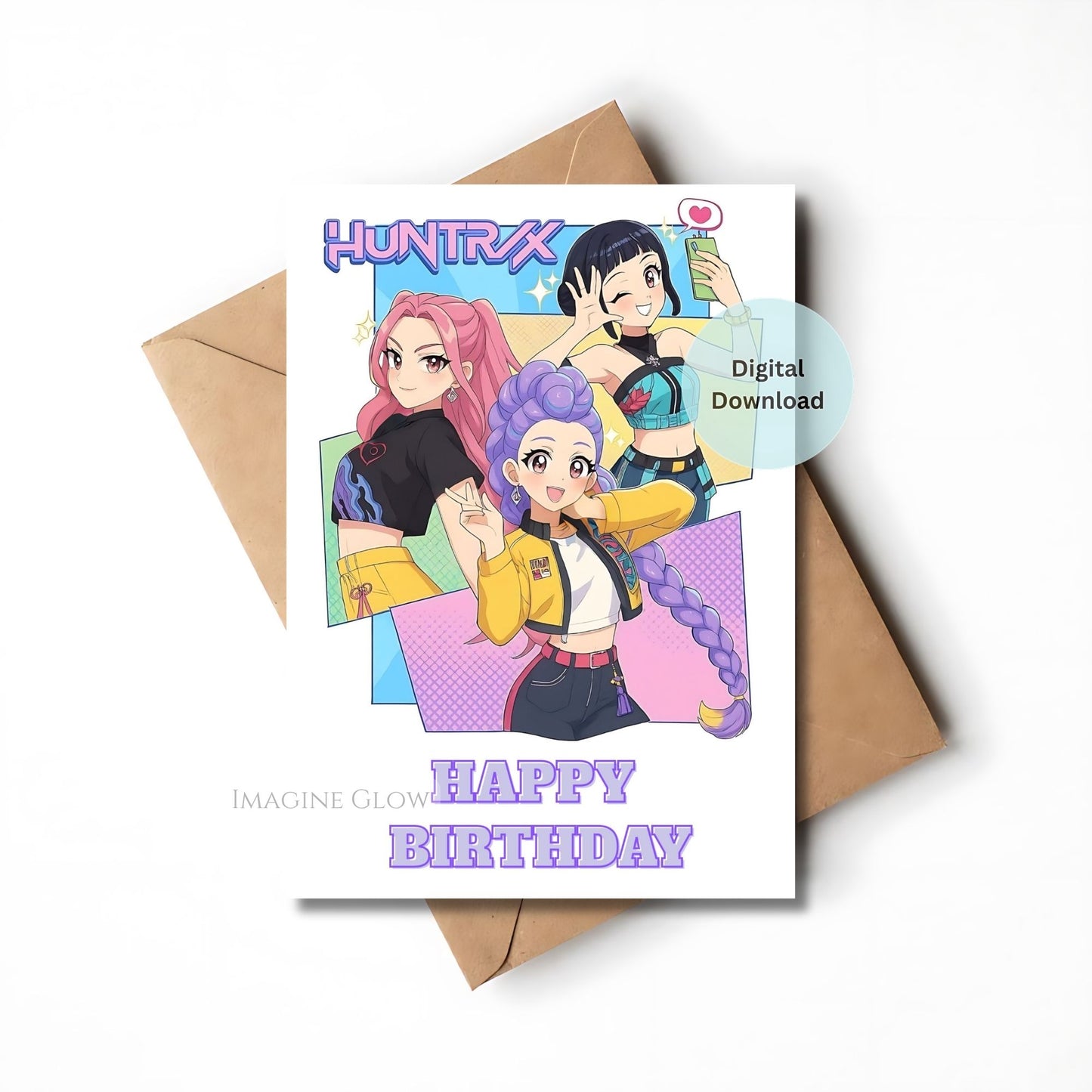 kpop demon hunters birthday card printable
