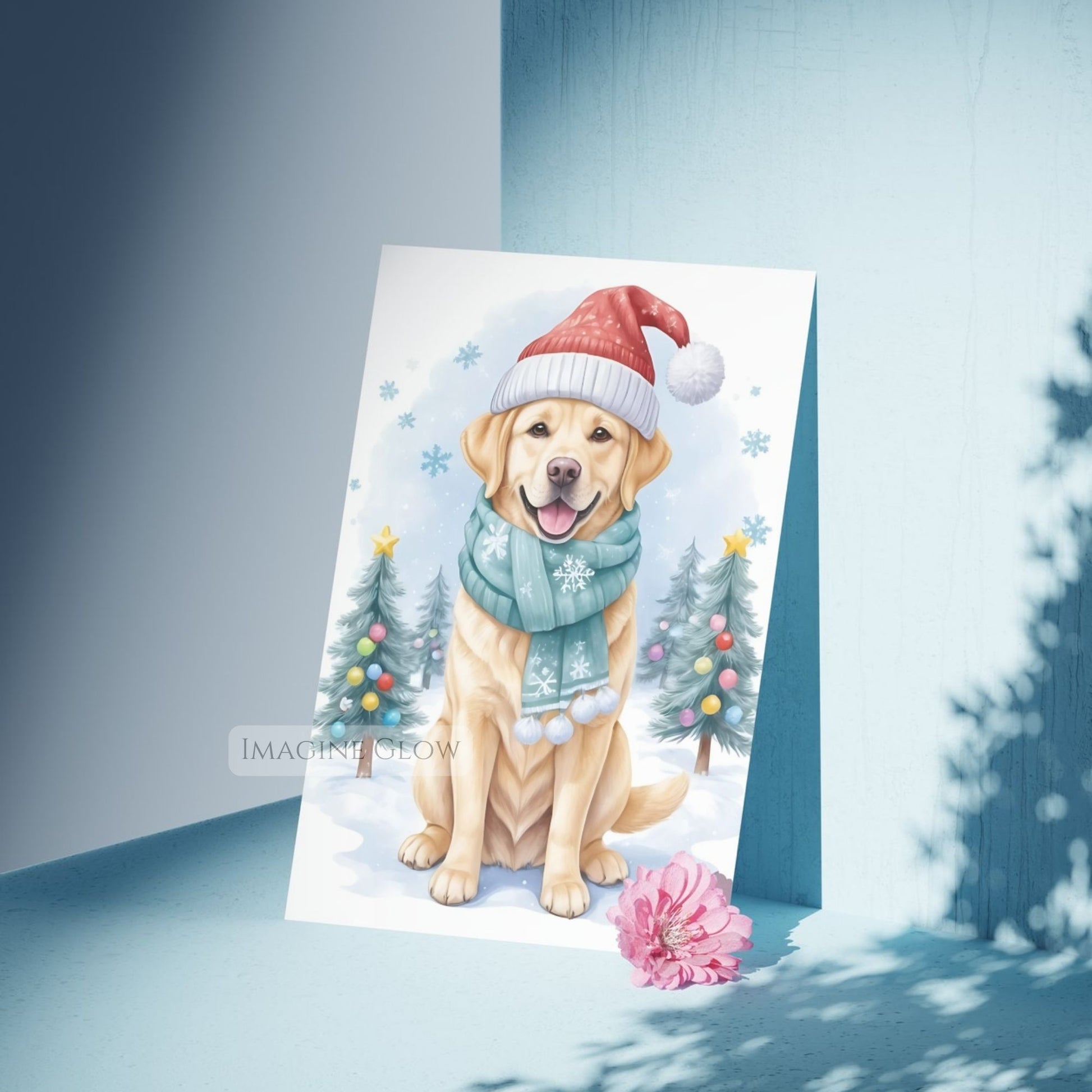 labrador retriever festive holiday greeting card