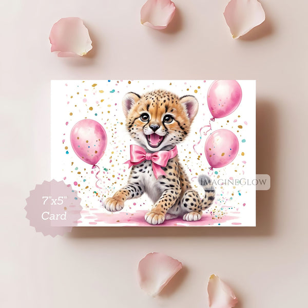 Leopard Birthday Card for Girl – Cute Wild Cat Printable – Imagine Glow