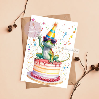 Printable lizard greeting card
Animal lover birthday card
Nature theme birthday card
