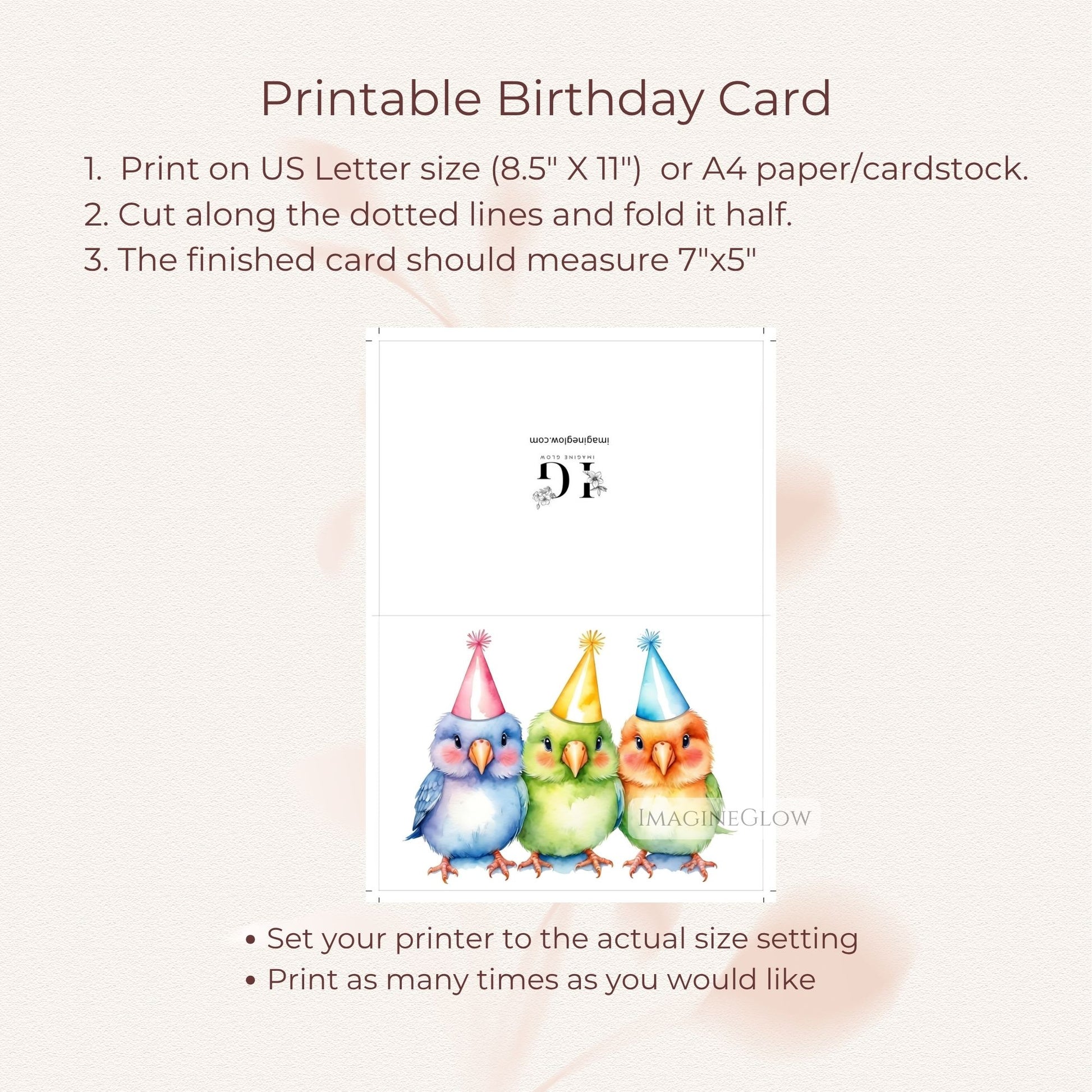 romantic printable card
nature inspired birthday card
colorful lovebirds greeting
blank inside romantic card