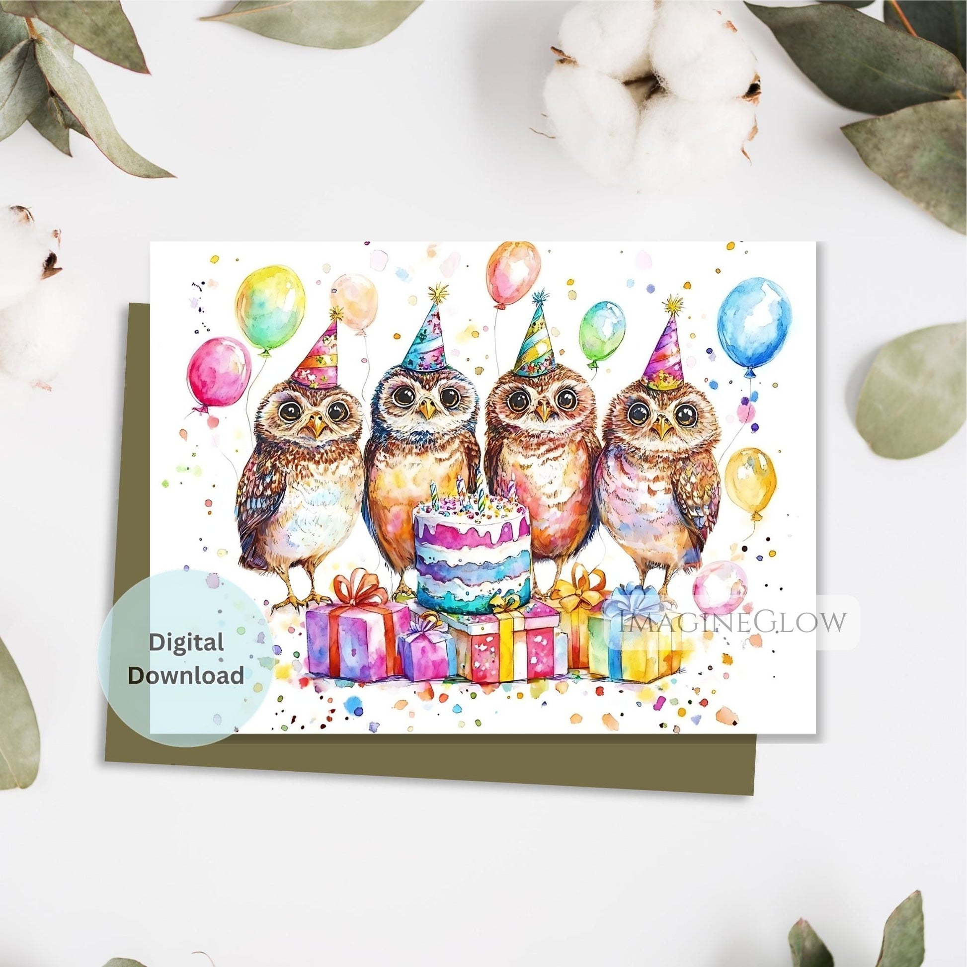 forest animal birthday card
owl birthday card for kids
nature themed owl card
