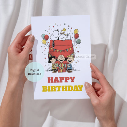 peanuts party printable birthday card
