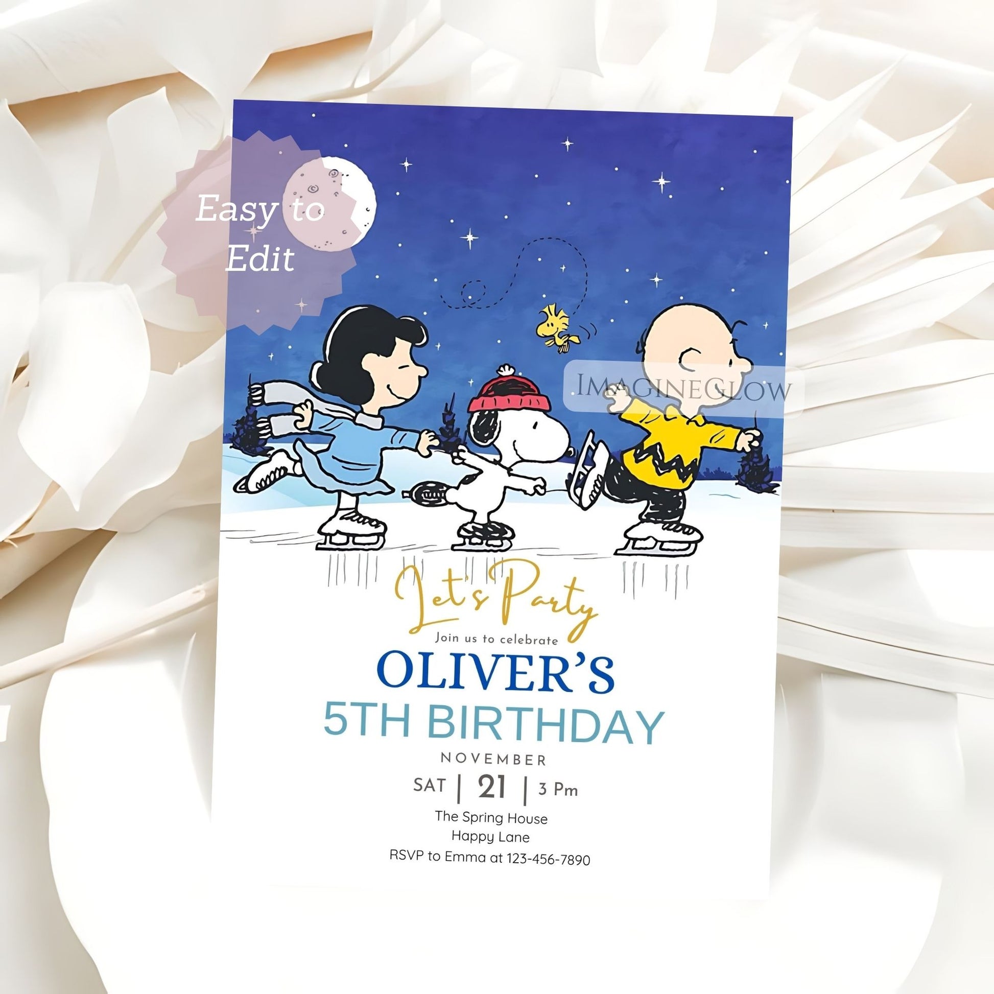 snoopy winter birthday invitation digital download
