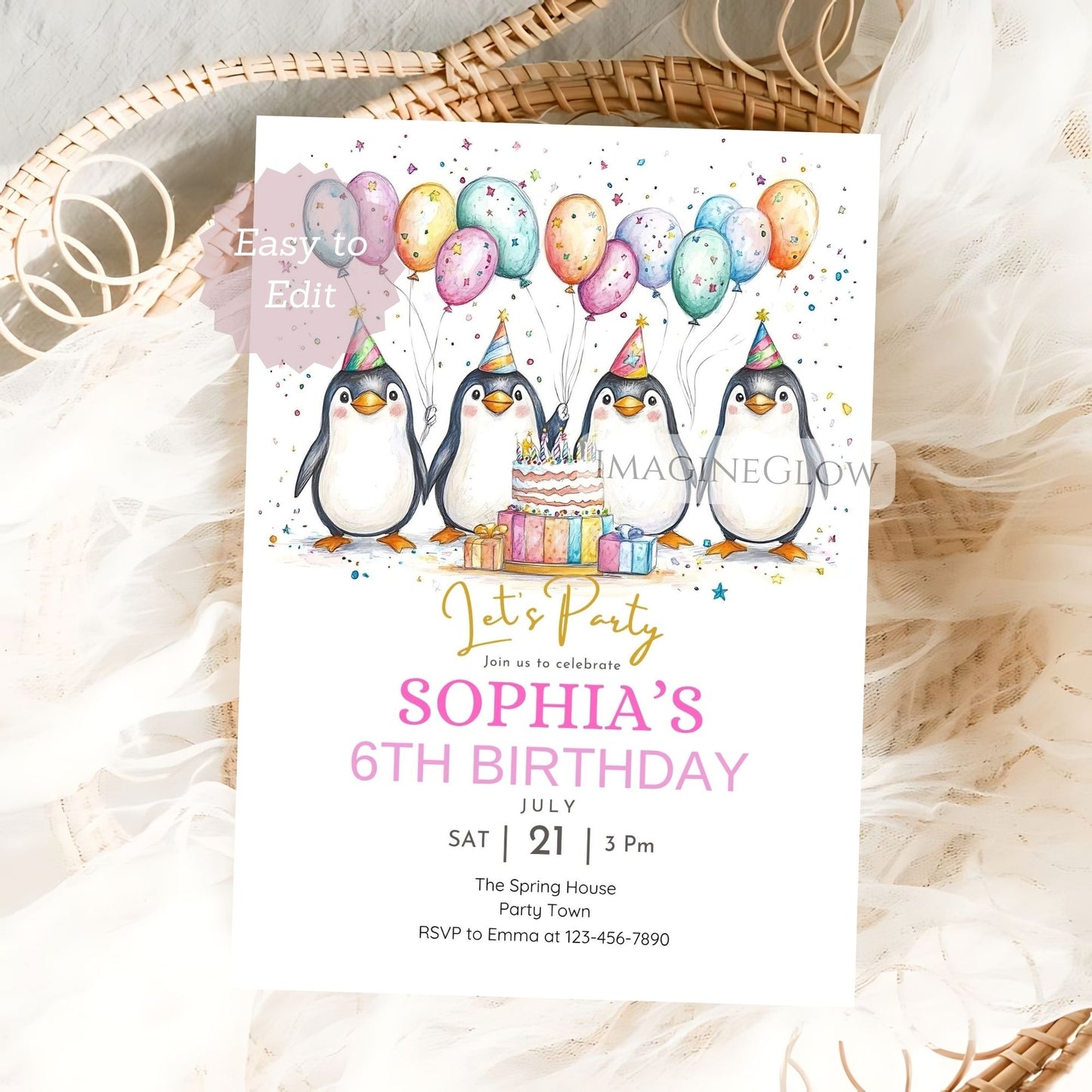 penguin birthday invitation winter theme
editable penguin birthday party invitation
cute penguin themed birthday invitation

