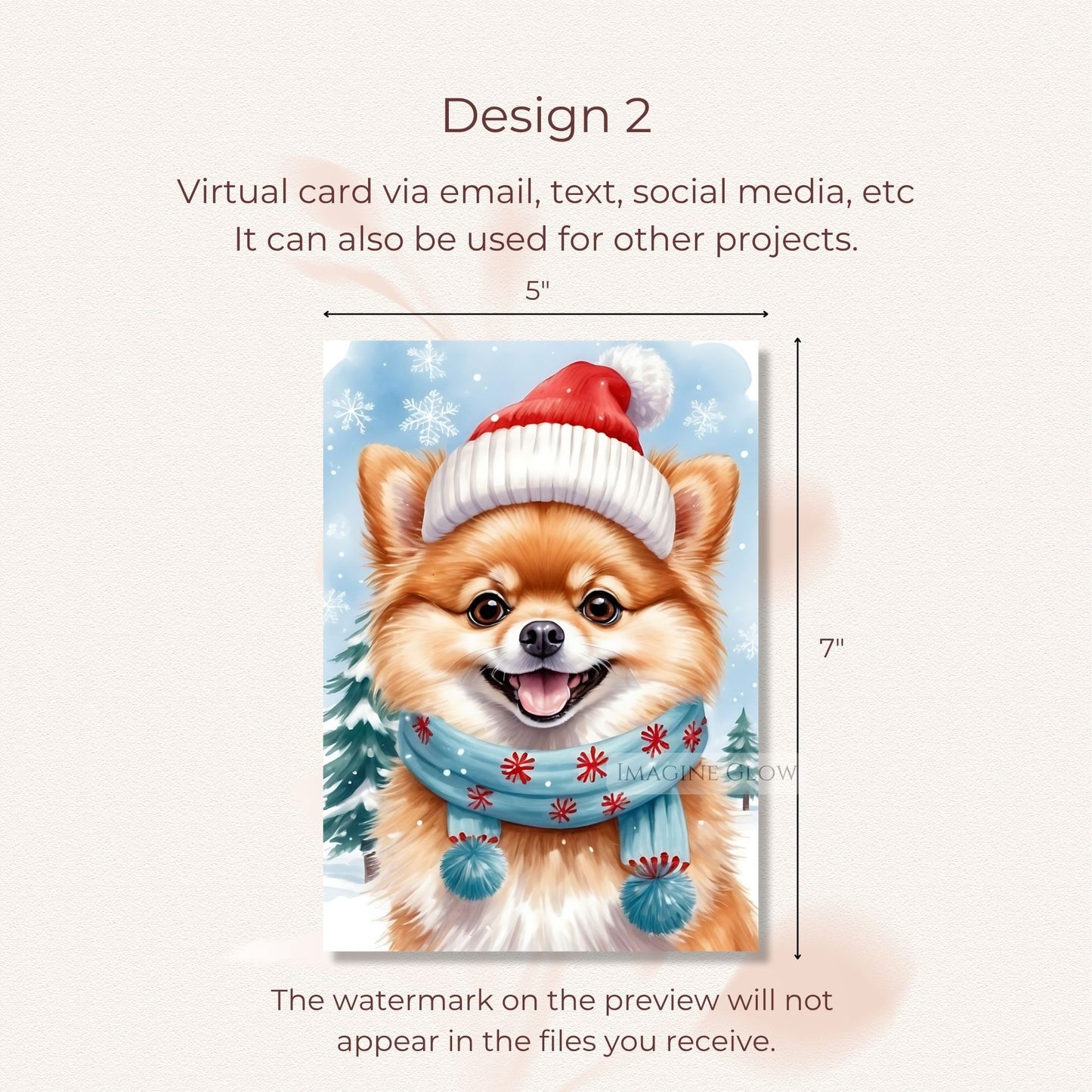 pomeranian christmas card for pet owners
cute pomeranian holiday greeting digital

