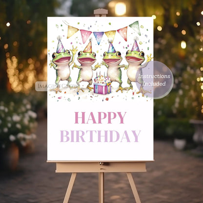 frog animal party welcome board
cute frog birthday sign