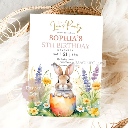editable bunny birthday invitation
