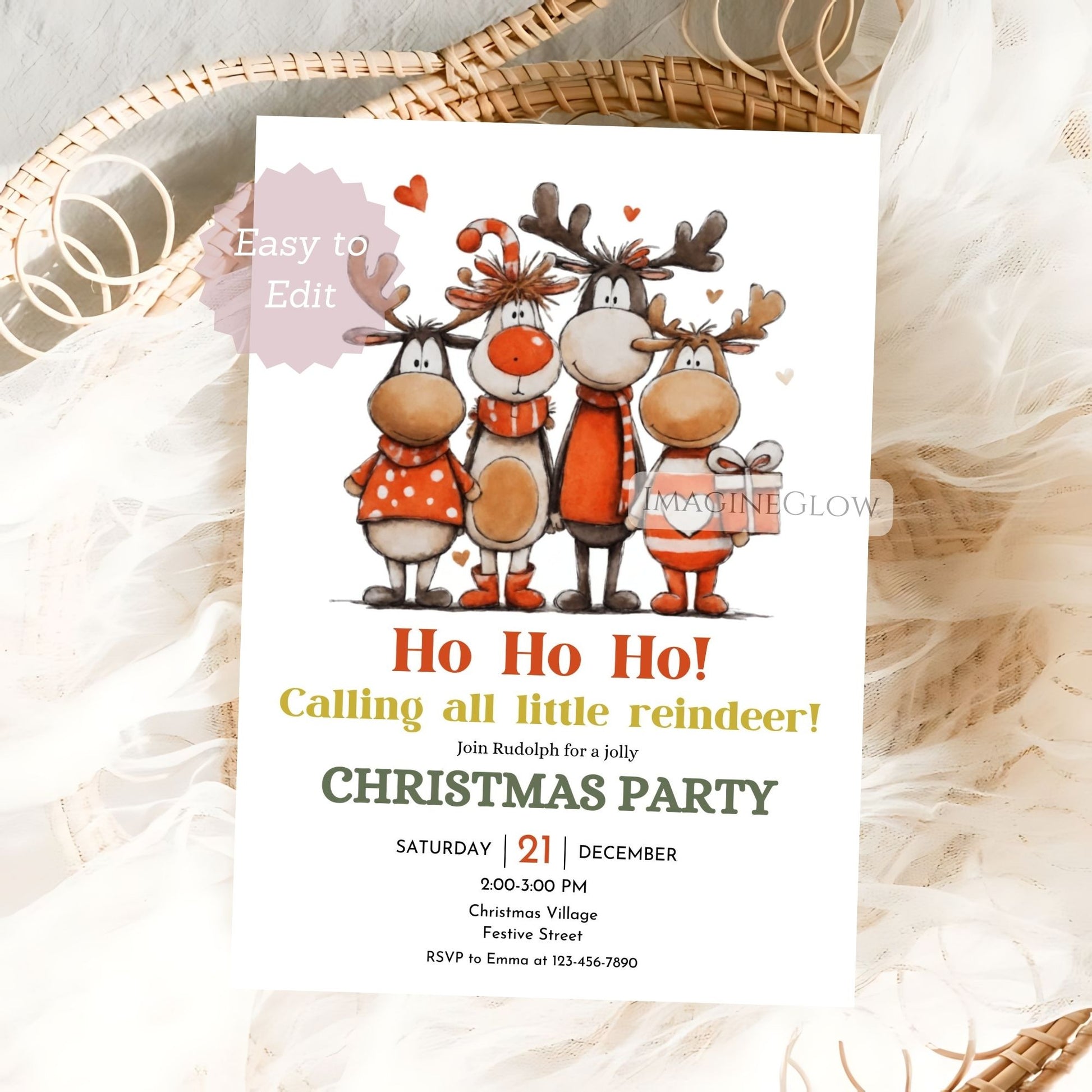reindeer christmas celebration invitation