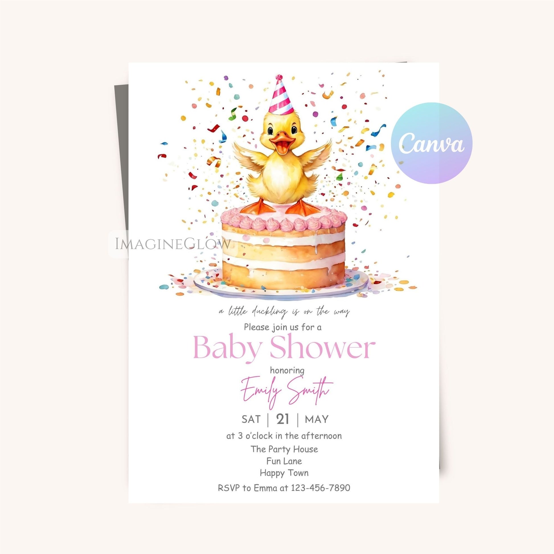 Digital duck baby shower template

