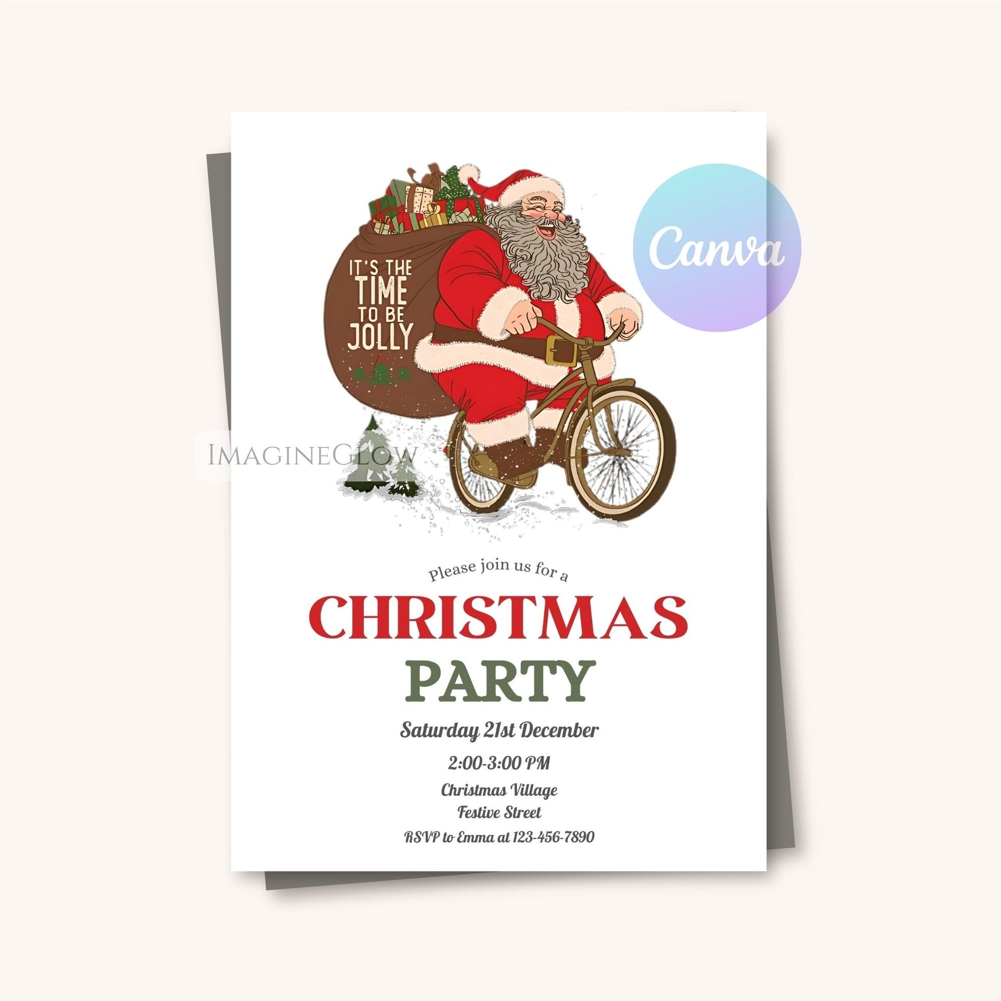 santa claus festive holiday party invitation
