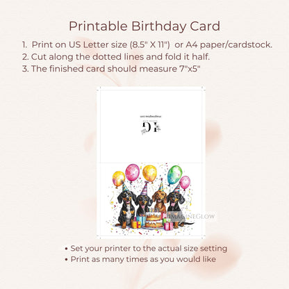 adorable doxie printable birthday card