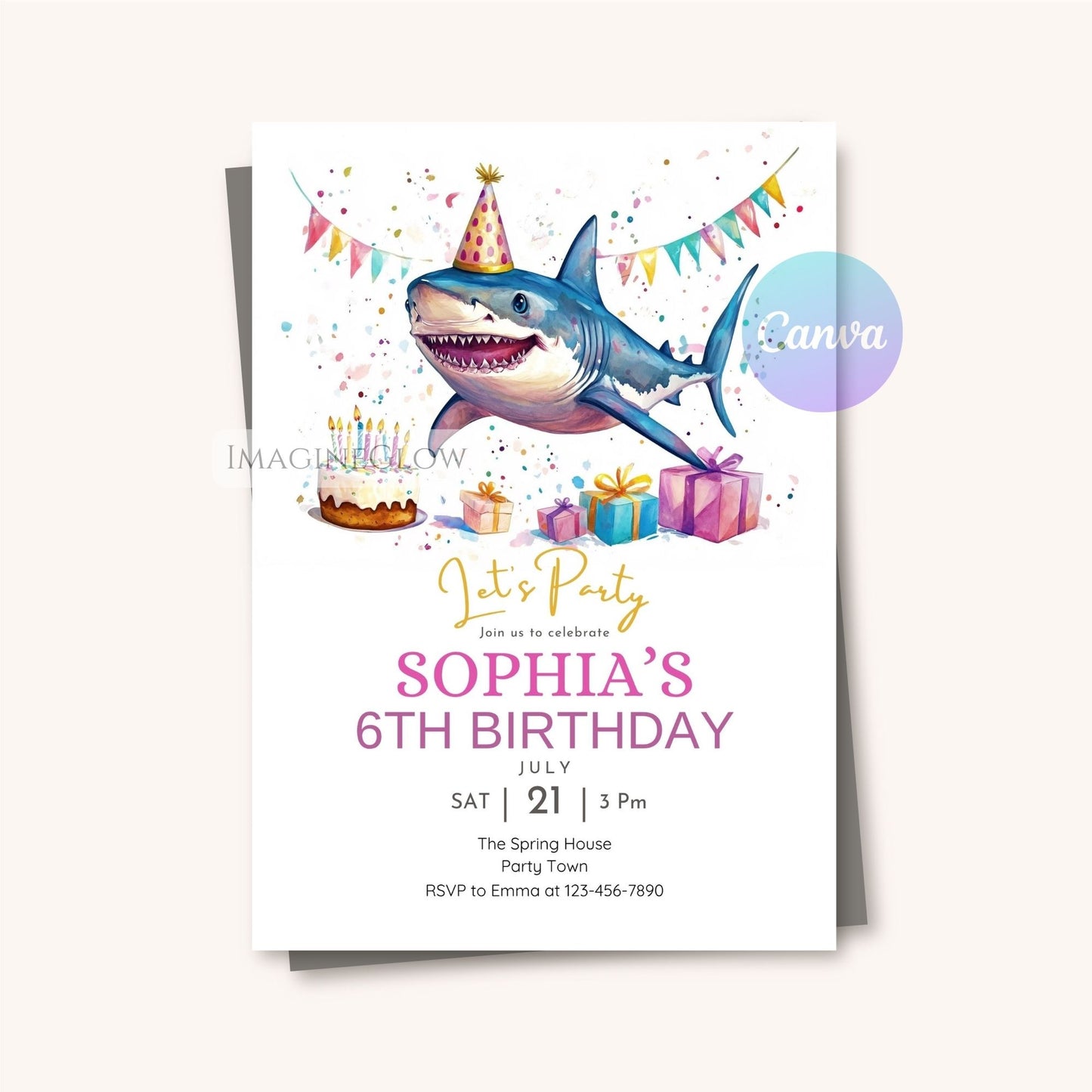 shark birthday invitation for kids
editable shark party invite
