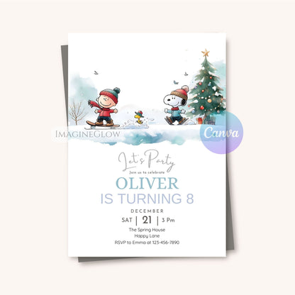 snoopy christmas party invitation template