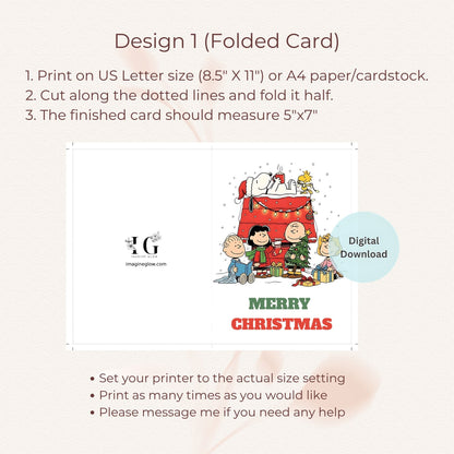 snoopy holiday greeting folded card