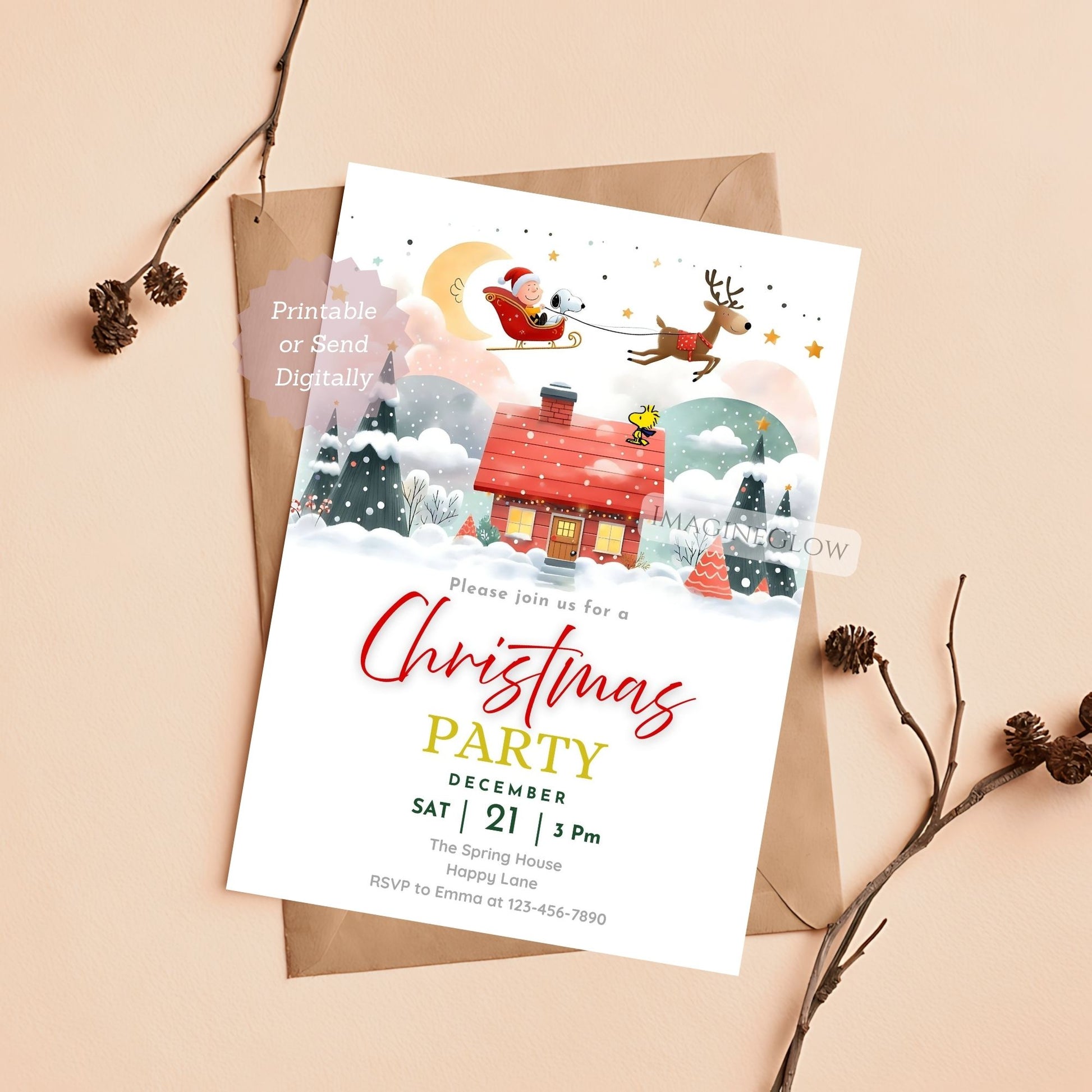 snoopy christmas party evite
