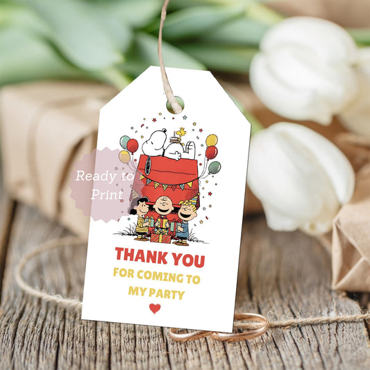 snoopy birthday favor tags printable
peanuts party thank you gift tags

