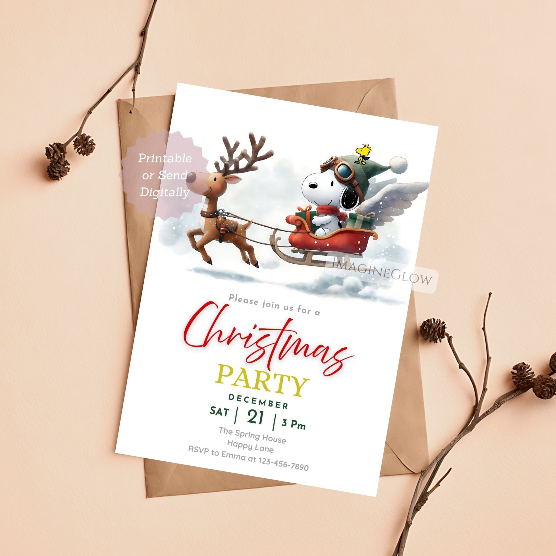 festive snoopy holiday party invitation
snoopy christmas invitation template
