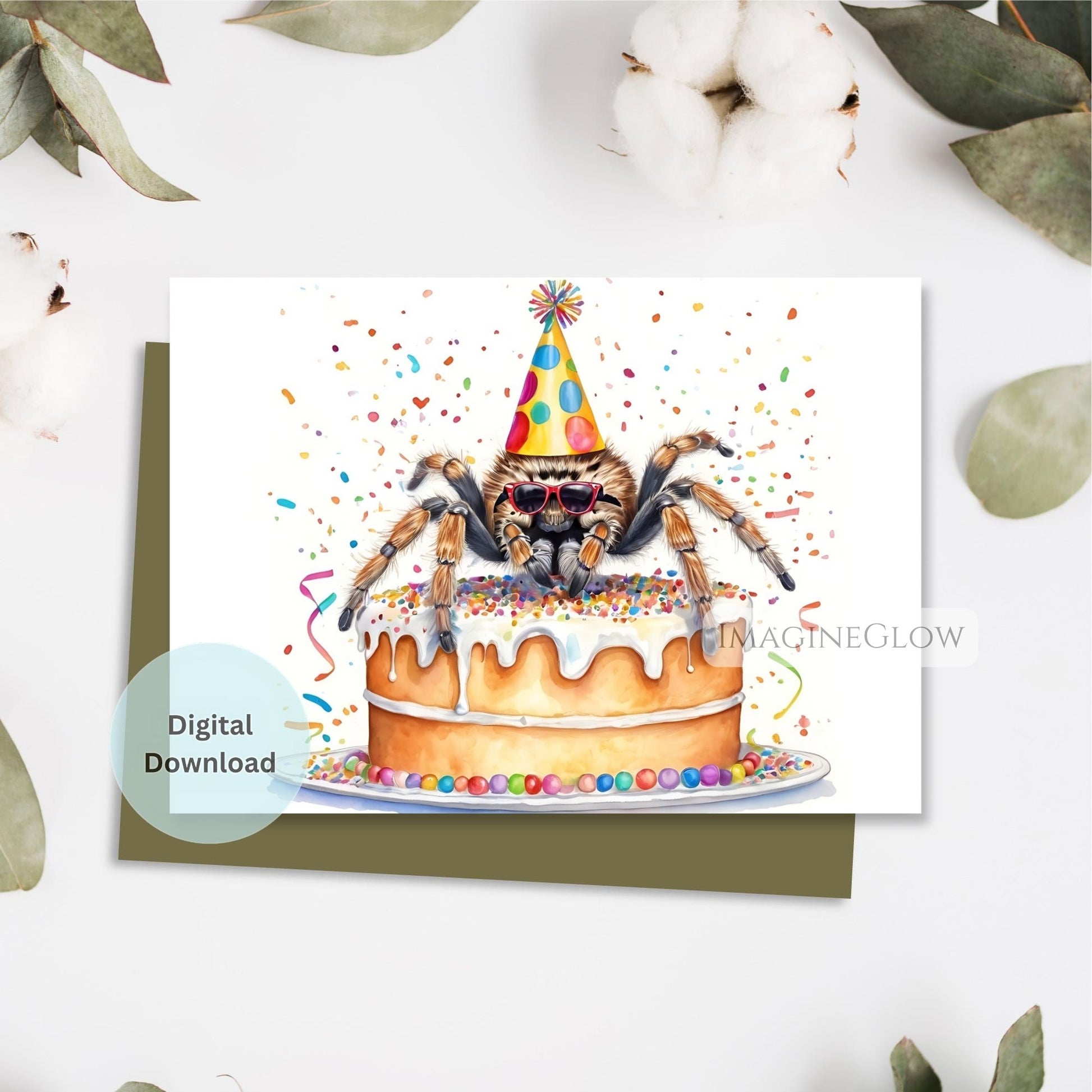 Spider birthday card
Tarantula birthday card
Printable spider greeting card
