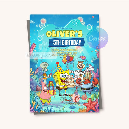 ocean themed spongebob invite
