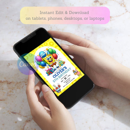 ocean themed spongebob invite

