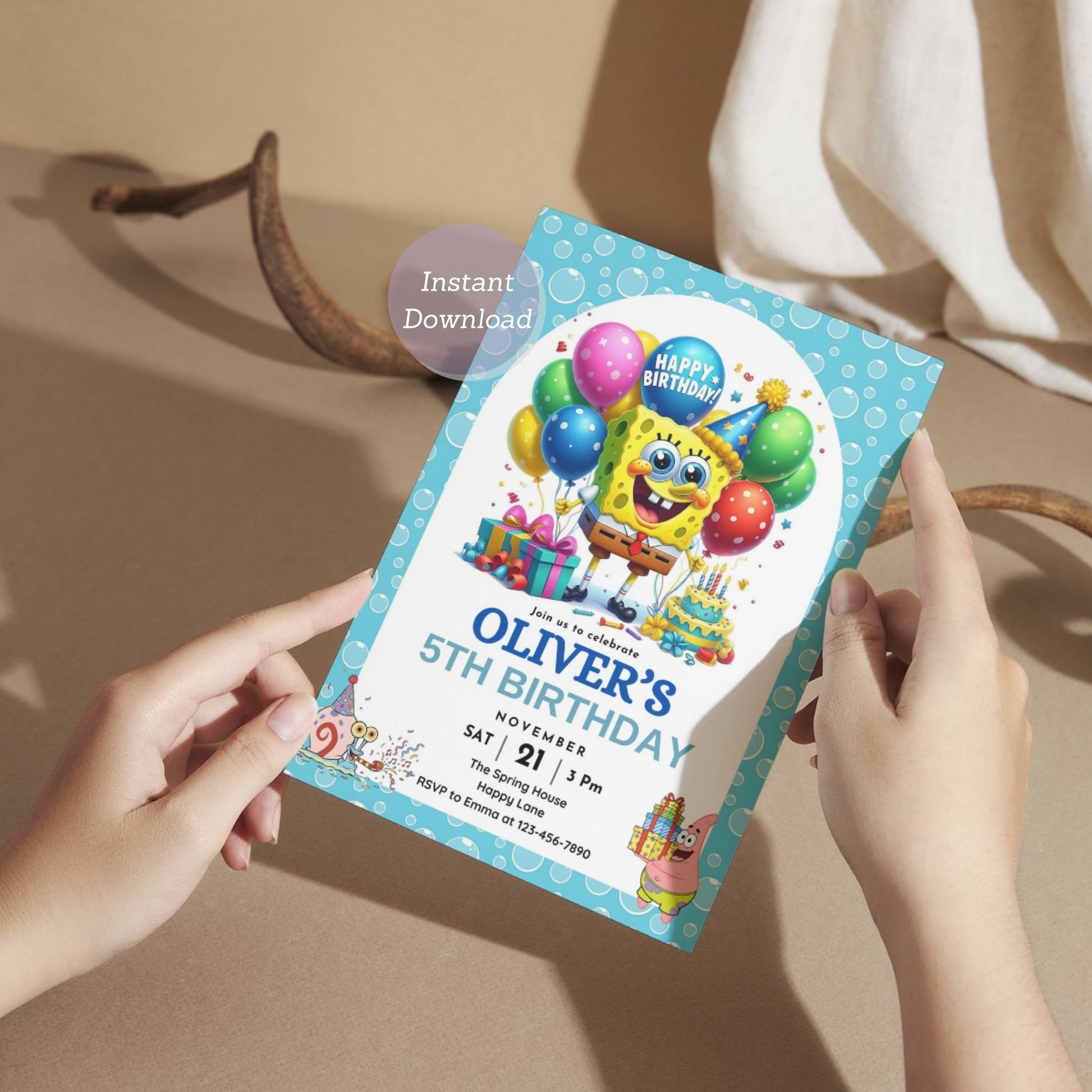 editable ocean birthday invite
