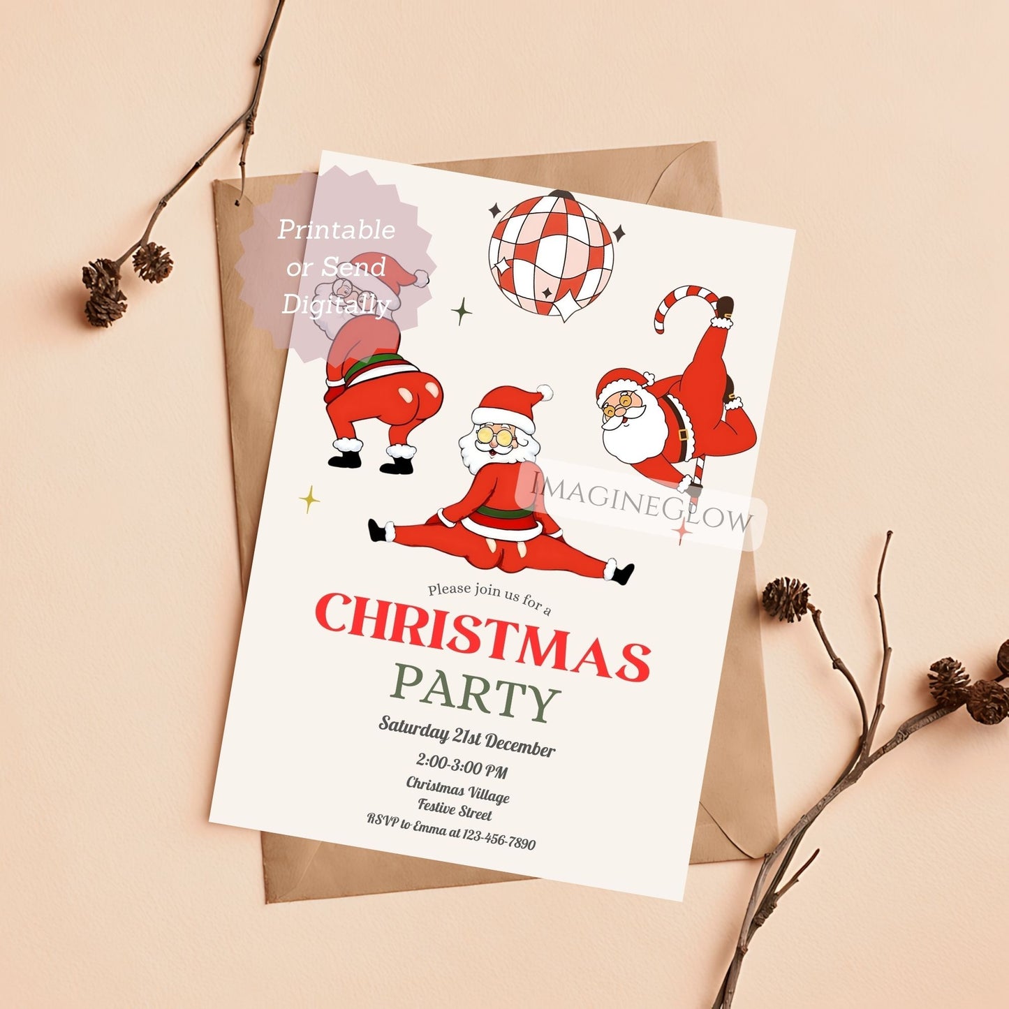 classic christmas party invitation printable template
