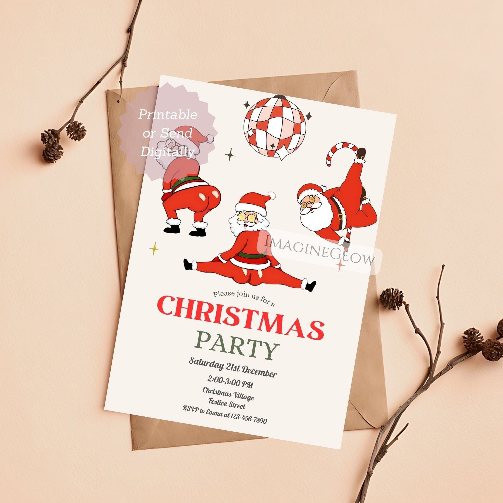 classic christmas party invitation printable template
