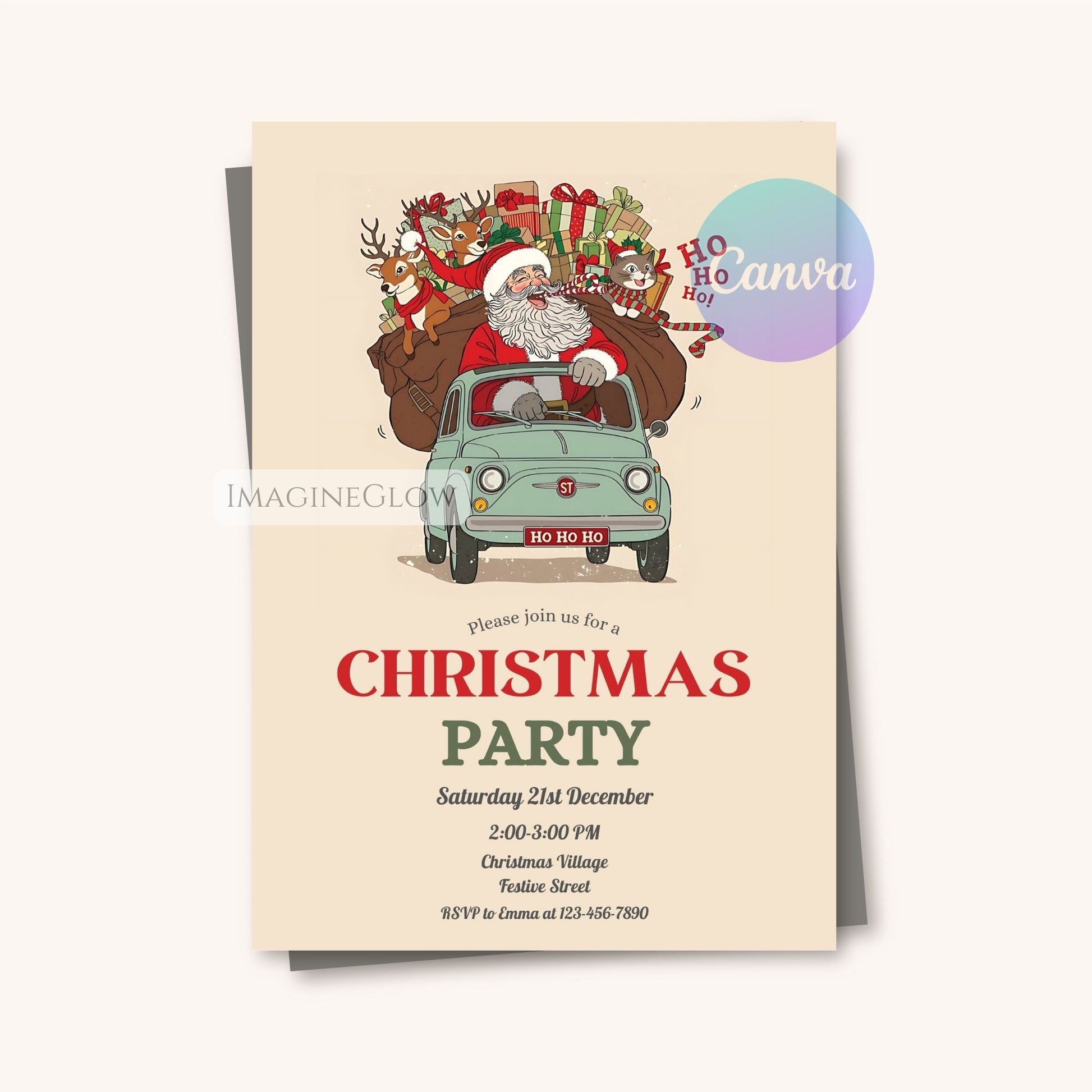 festive vintage santa holiday party invitation
