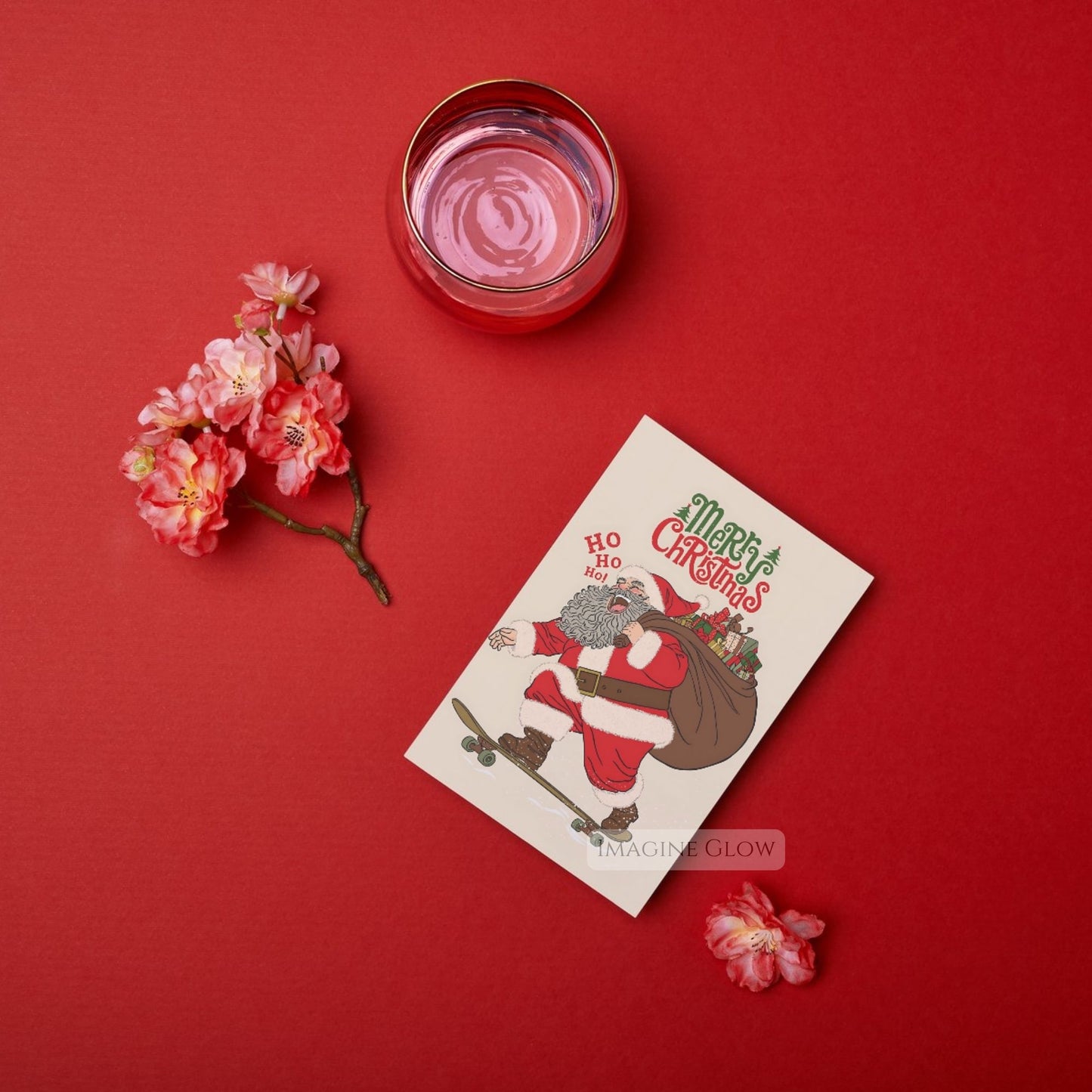 festive santa christmas card for family