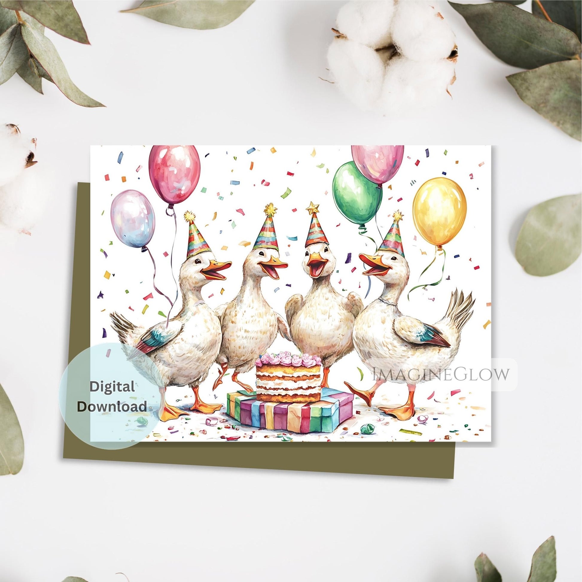 white duck birthday card
waterfowl birthday greeting
