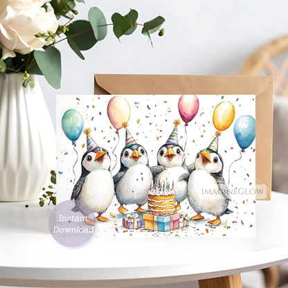 puffin birthday card printable
seabird greeting card digital
