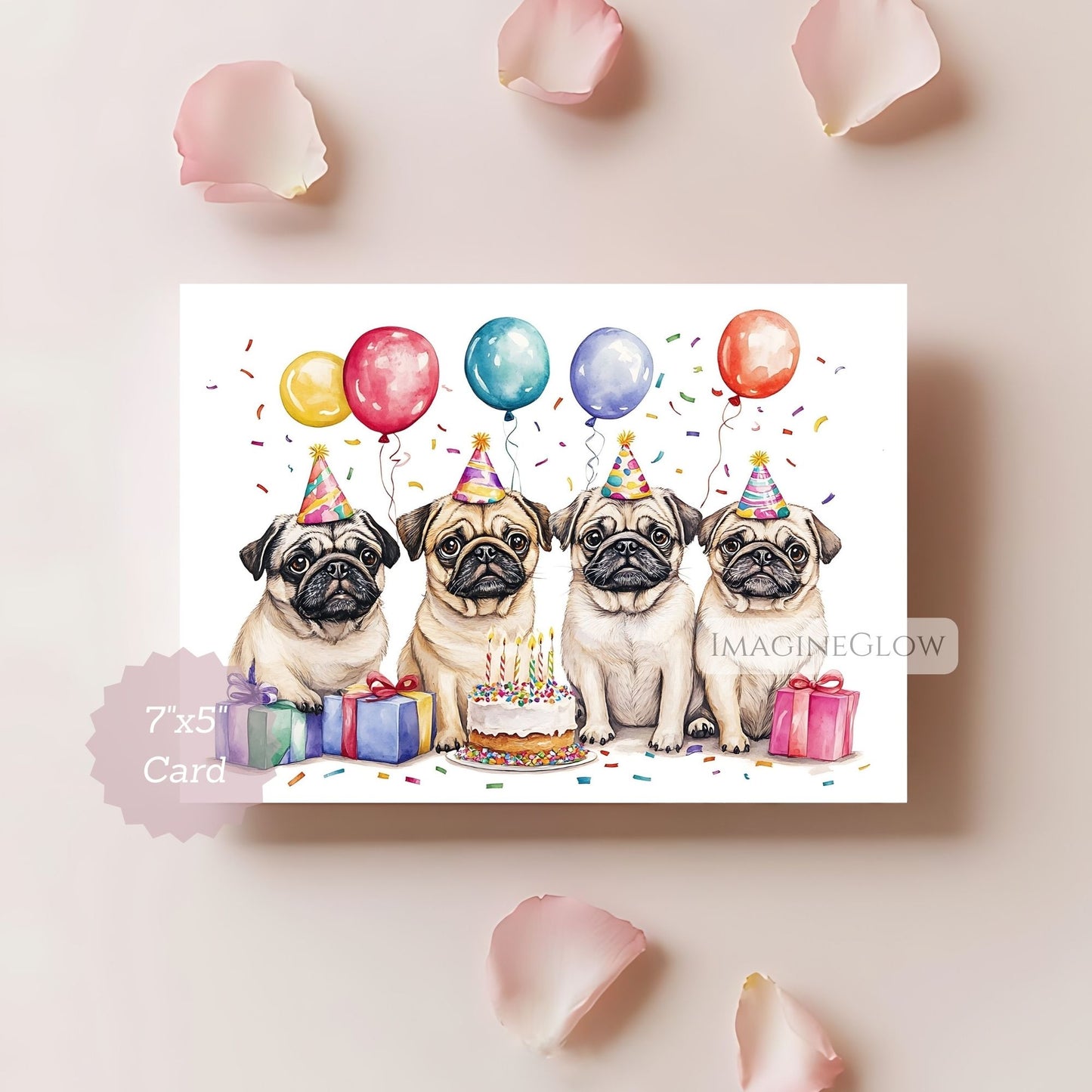 Pug birthday card
printable Pug dog card

