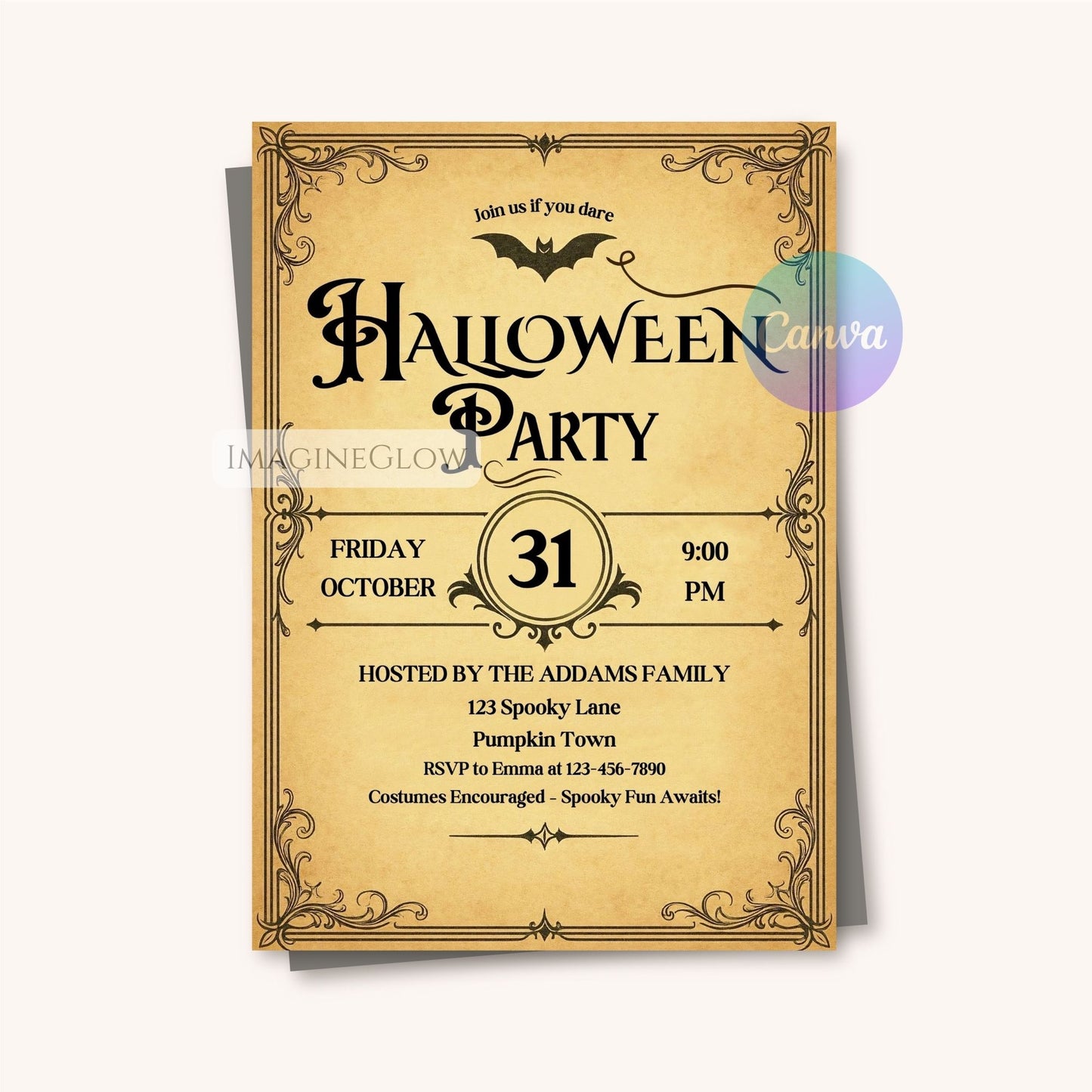 nostalgic halloween event invitation
gothic halloween printable invite
