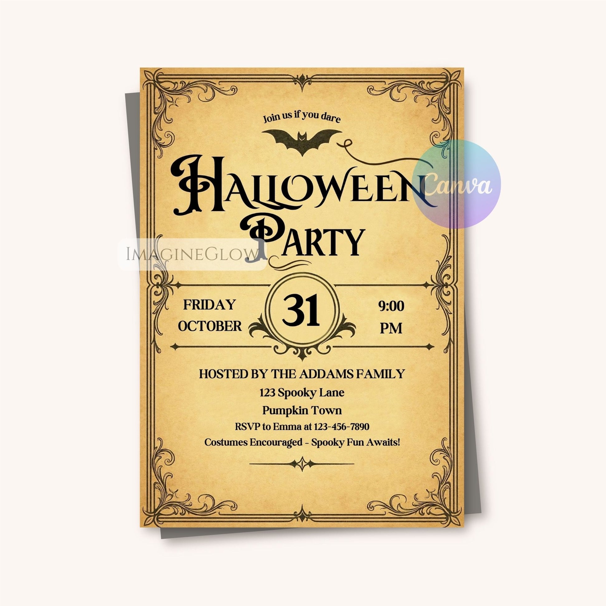 nostalgic halloween event invitation
gothic halloween printable invite
