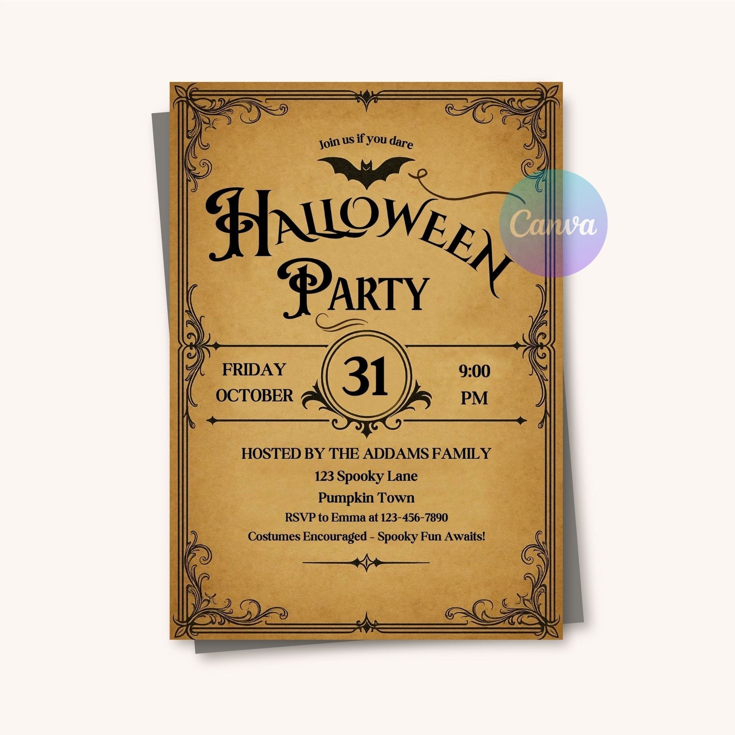 old fashioned halloween invitation
