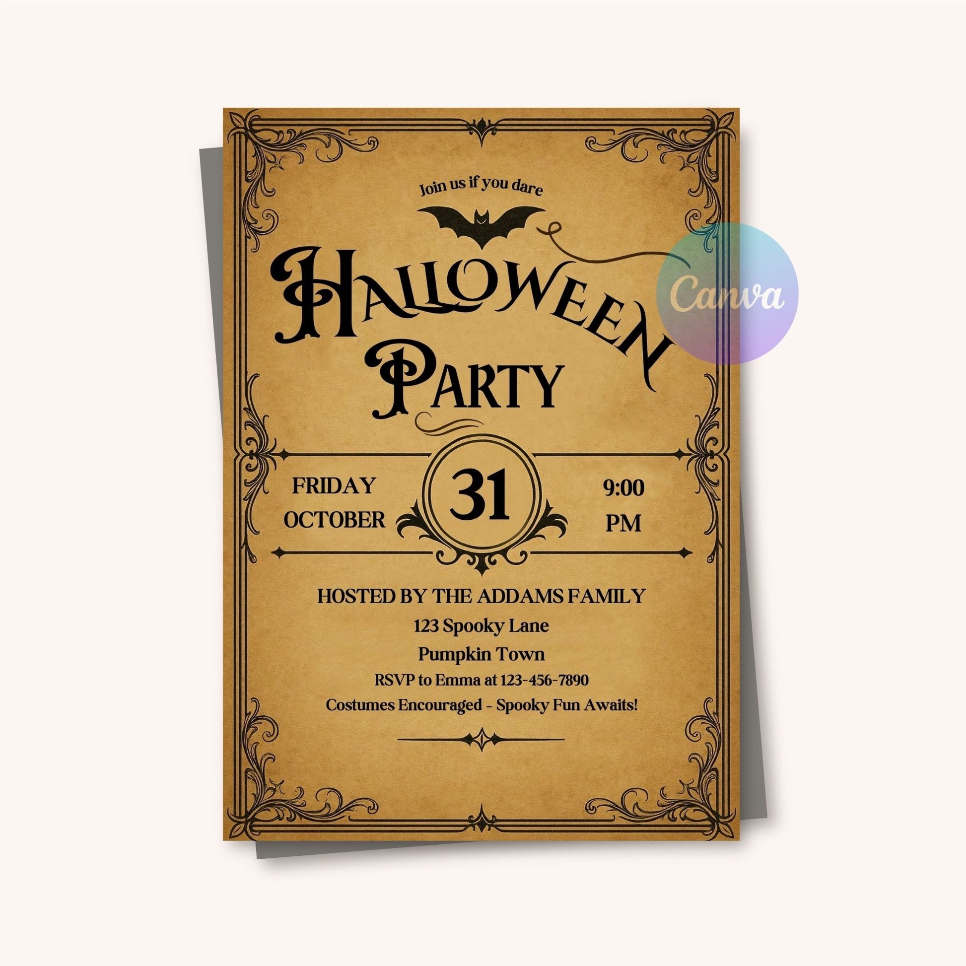 old fashioned halloween invitation
