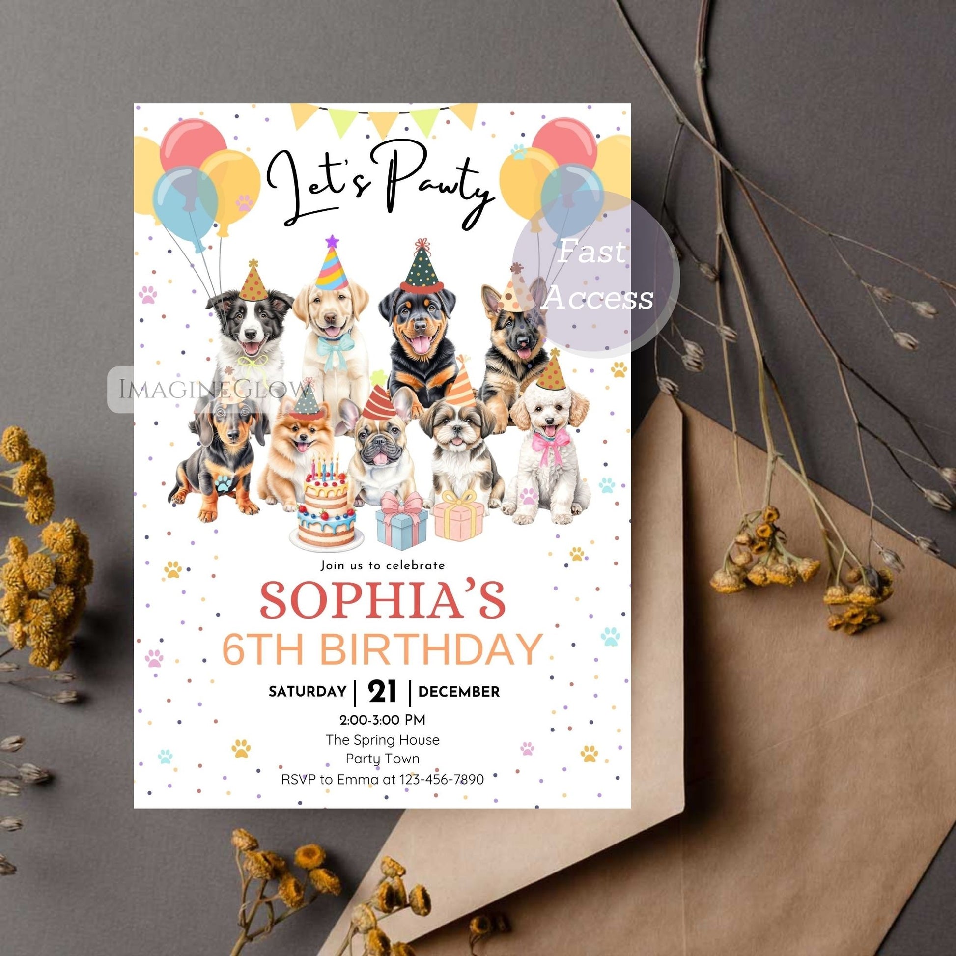 dog themed birthday party invite