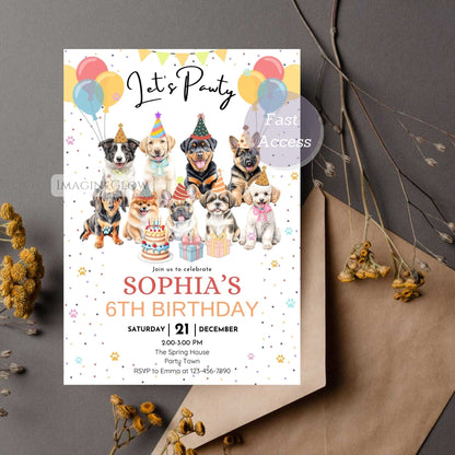 dog themed birthday party invite