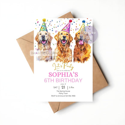 editable lab puppy birthday invite

