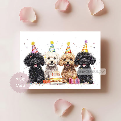 Digital Toy Poodles birthday card for dog lovers
