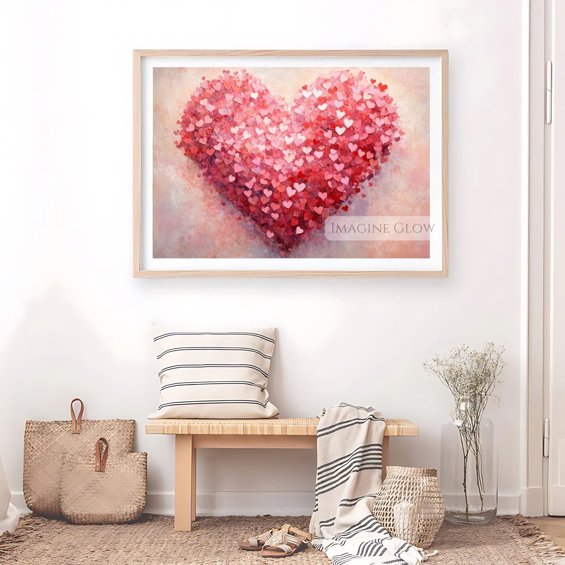 Vintage Valentine’s Day heart oil painting print
