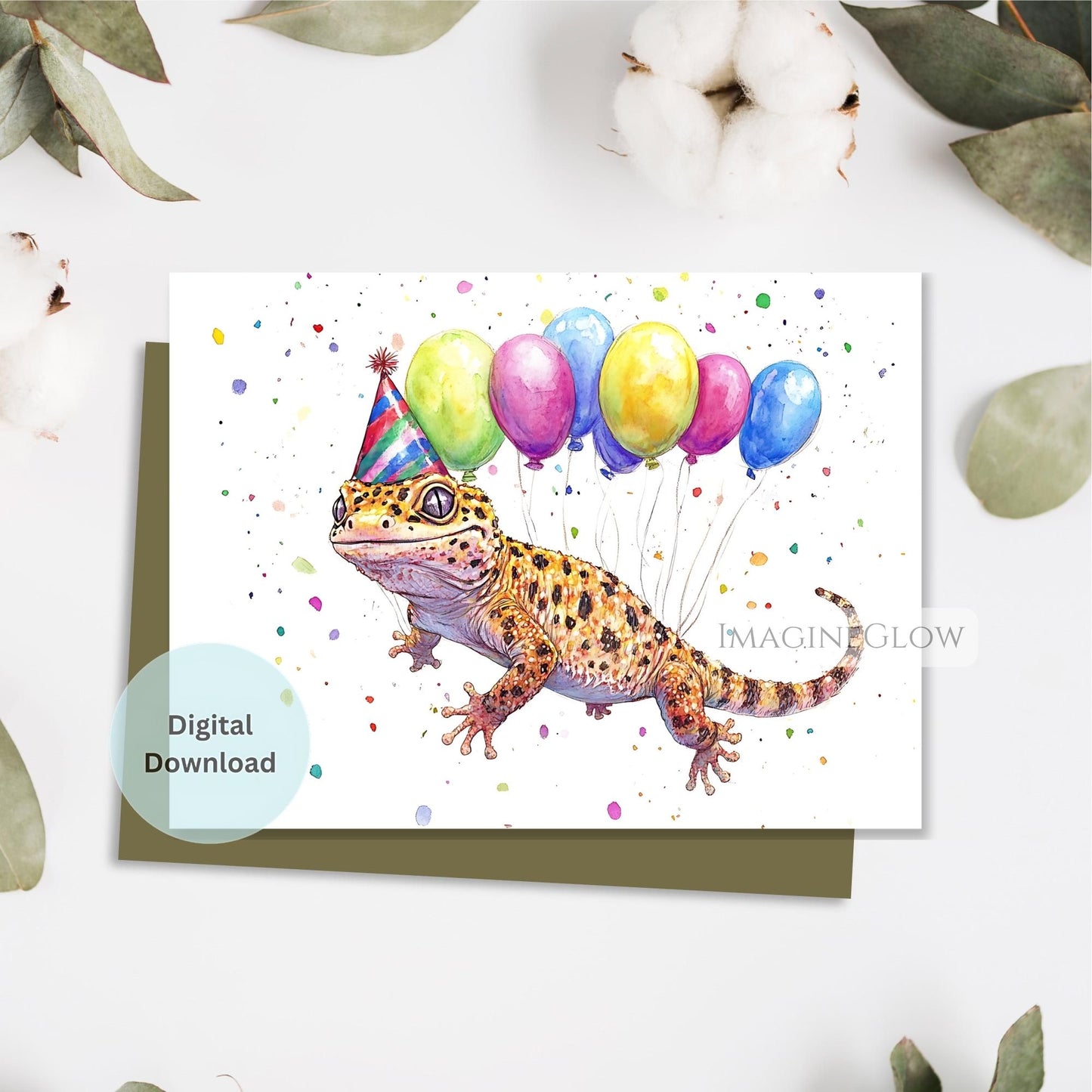 leopard gecko birthday card
reptile birthday card for kids
cute lizard greeting card
