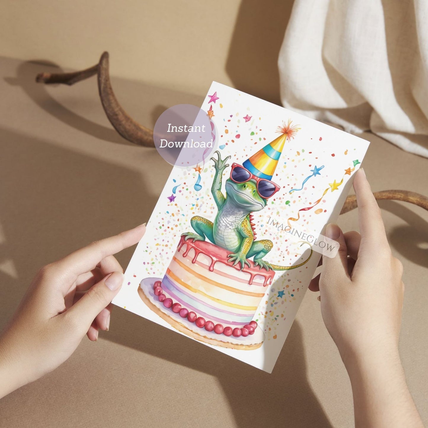 Lizard birthday printable card
Reptile lover greeting card
